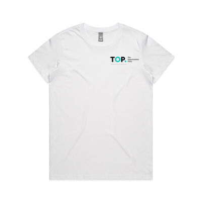 TOP logo (small side) in White – Womens Thumbnail