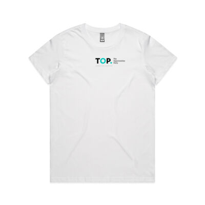 TOP logo (small centred) in White – Womens Thumbnail